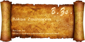 Baksa Zsuzsanna névjegykártya